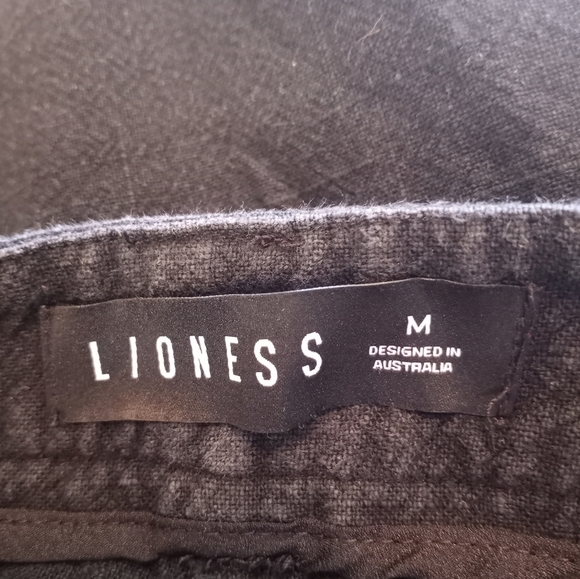 Lioness Oversized, Baggy, Wide Leg Linen Cotton Comfy Nubby Textured Black Pants - Picture 8 of 9